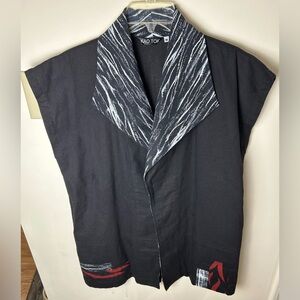 KAO TOK Kimono Vest Jacket Women’s M Sleeveless Abstract Whimsigoth Festival Y2K